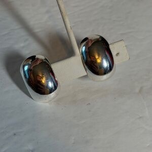 Sterling Silver Unlimited SU 925 Thailand Dome Clip On Earrings 12g Modernist
